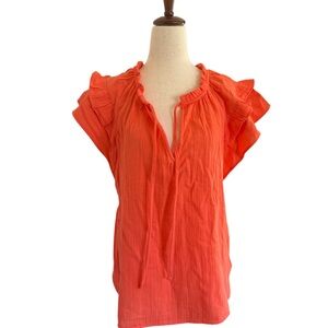 NWT Gap Women's Ruffled / Fluttered Coral Top Size Small